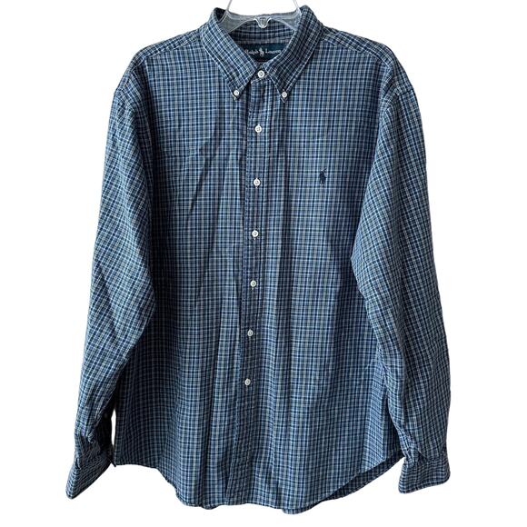 Ralph Lauren Men's Button Down Shirt Classic Fit Cotton Blue Plaid XXL Preppy - Picture 1 of 8
